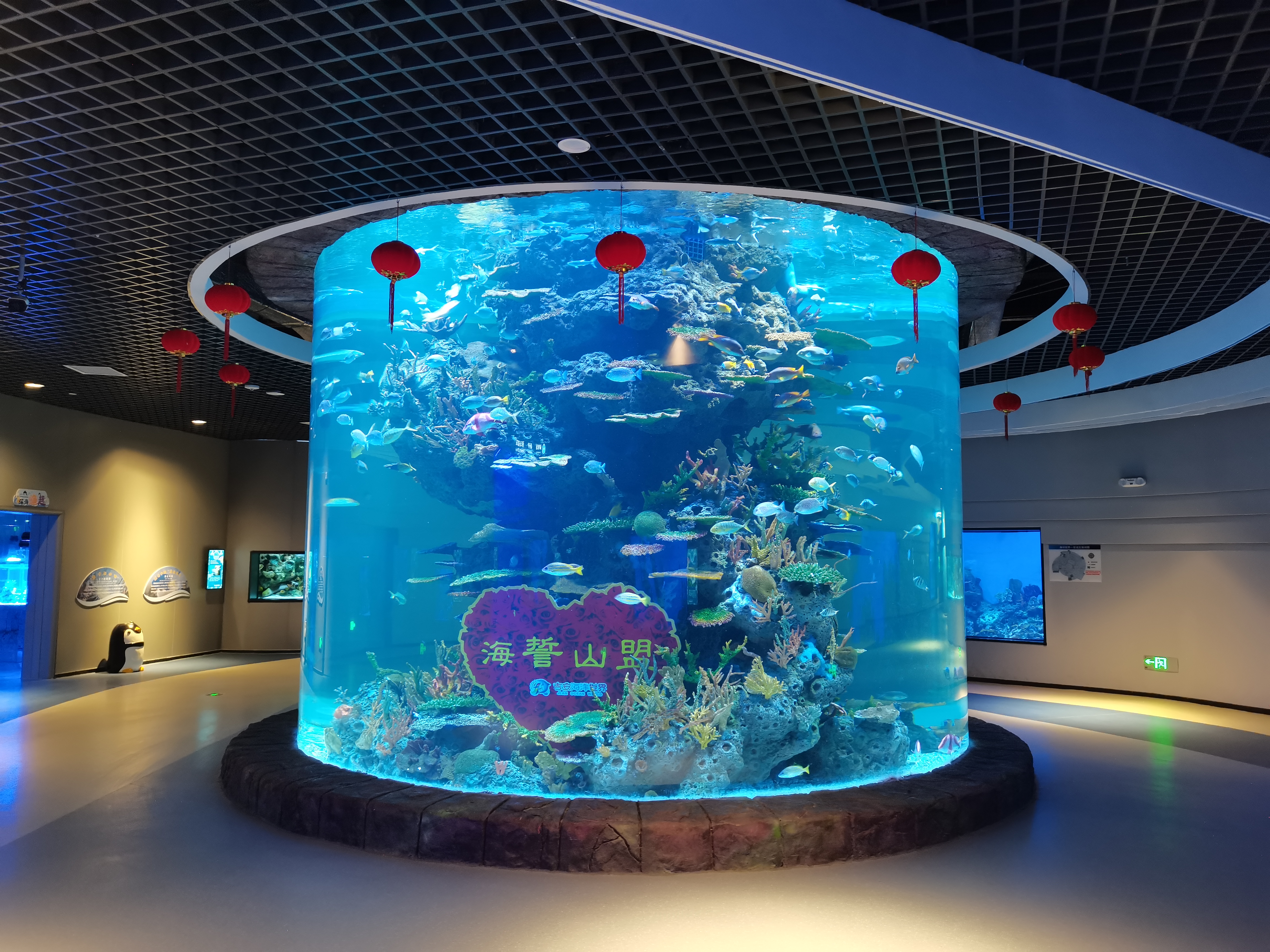 Acrylic cylindrical aquarium - LEYU INSTALLATION